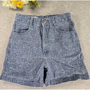 Vintage 90s Cactus Colors Girls Denim Shorts Blue Paisley Print Size 12 Y2K
